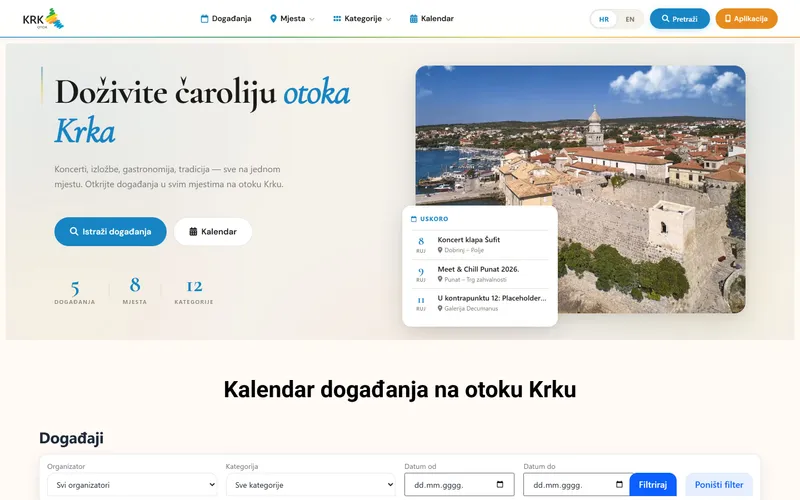 Naslovnica stranice Krk Events